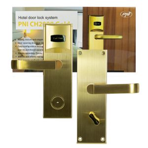 Yala control acces hotelier PNI CH2000L Gold cu cititor de card deschidere pe partea stanga
